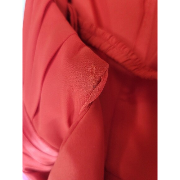 Red One Shoulder Chiffon Satin Trim Fit & Flare Wedding Prom Dress Size 2 - Picture 5 of 12